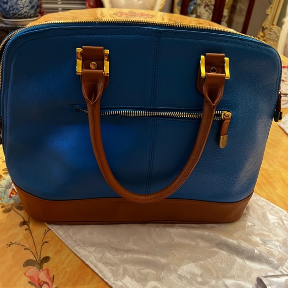 Joy Iman Handbag unique multi colored several satin lining deep pockets. - Picture 2 of 12